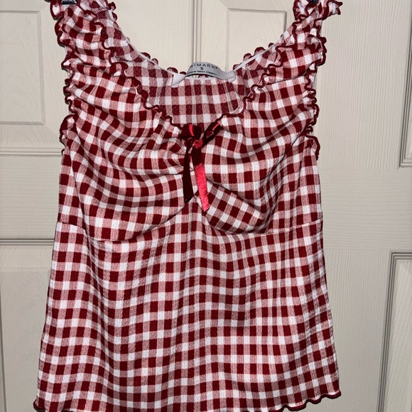 Red Gingham Ruffle Top - Picture 2 of 3
